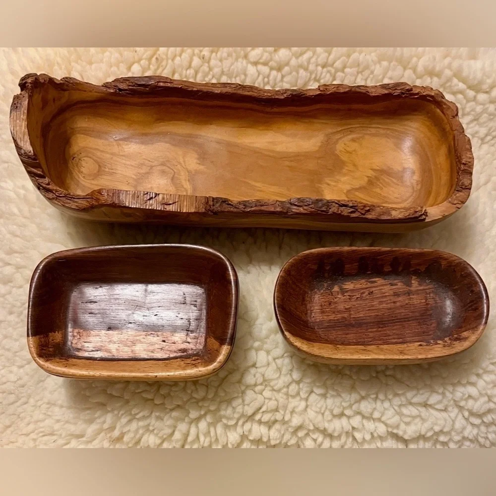 Rustic Wooden Bath Tray Set